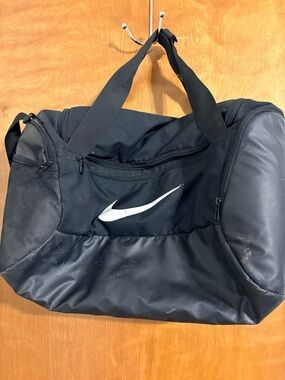 Nike Black Duffel Bag with White Swoosh